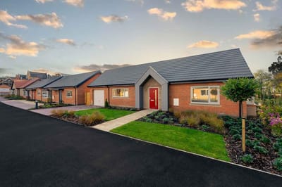 Exterior view of retirement living bungalows with gardens