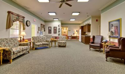 Common area seating in a cozy living room