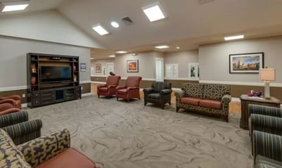 Bright common area with comfortable seating