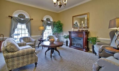 Cozy lounge area with seating and decor