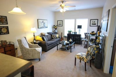 Cozy interior of a resident's living room with decor