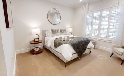 A well-decorated private resident bedroom