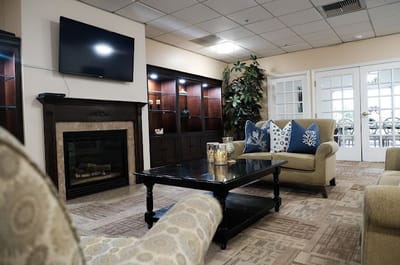 Bright common area with comfortable seating