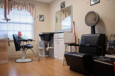 Interior view of a hair salon area at the facility