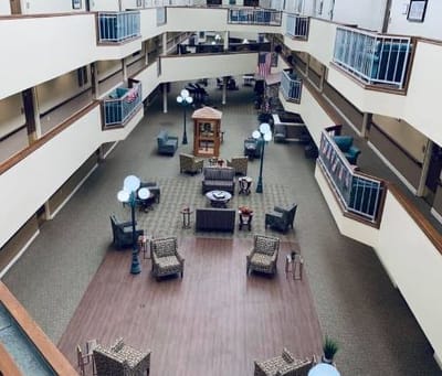 Interior view of a common area in a senior living facility