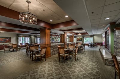 Bright and welcoming dining area with tables and chairs