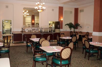 Dining room area with tables and chairs