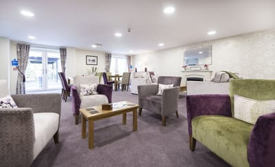 Interior common area with seating and tables