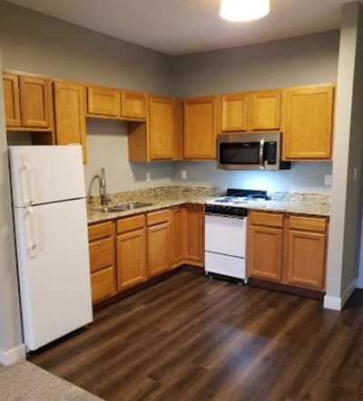 Modern kitchen area in an assisted living facility