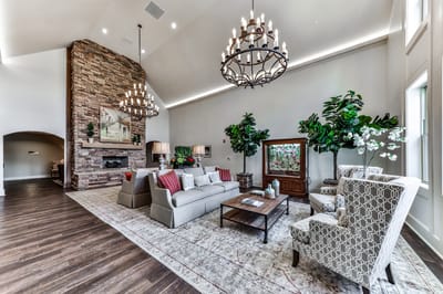 Spacious common area with elegant seating and decor