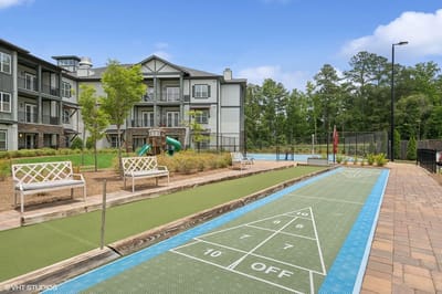 View of outdoor shuffleboard court in a senior living community