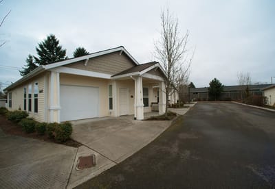 Exterior view of a senior living facility building