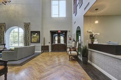 Interior view of a senior living facility lobby