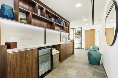 Bright interior space with modern cabinetry and furnishings