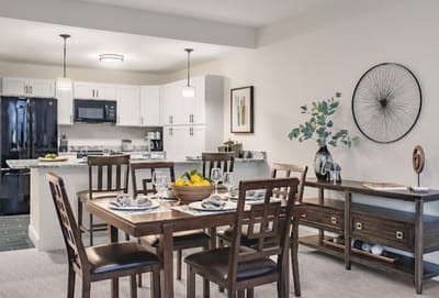Bright dining area with modern furnishings