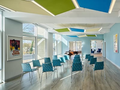 Bright and modern activity room with chairs