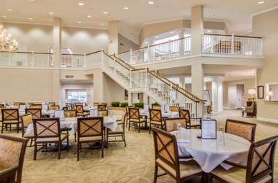 Bright dining room with elegant decor and seating