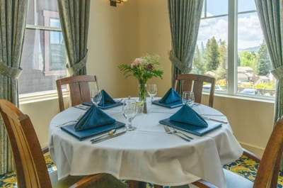 Elegant dining table set for a meal
