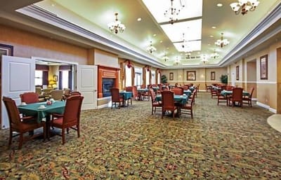 Interior dining area with tables and chairs