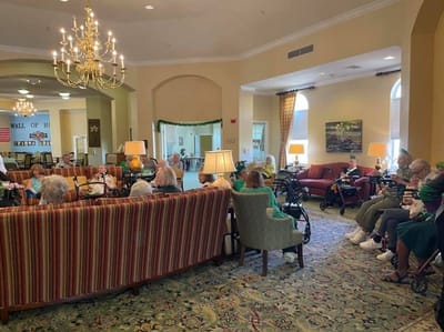 Residents engaging in a social activity in a common area