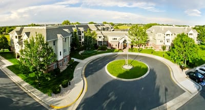 Aerial view of the facility's exterior and landscaping
