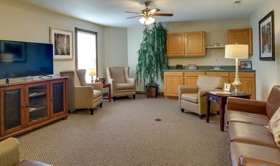 Cozy interior common area with seating and decor
