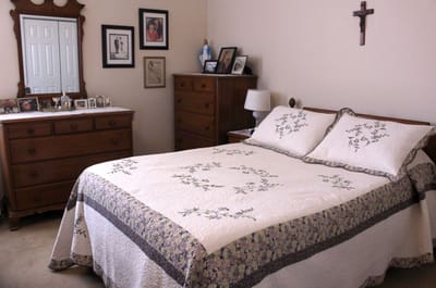 Cozy resident bedroom with personal touches