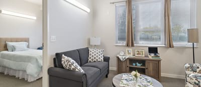 Cozy interior of a resident room with furnishings