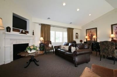 Cozy living room area in a senior living facility