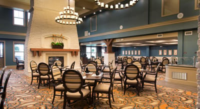 Dining room with elegant seating and decor