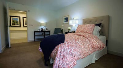 A cozy, well-decorated resident room
