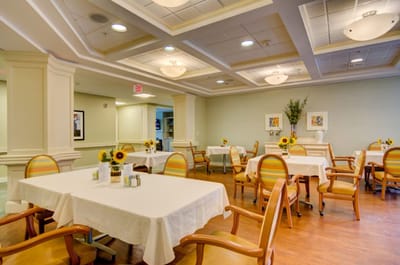 Interior dining room with tables and chairs