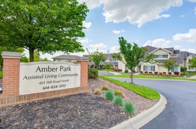 Exterior view of Amber Park Assisted Living Community entrance