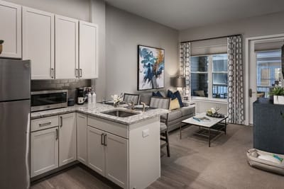 Interior view of a cozy apartment in a senior living facility