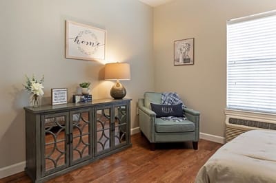 Cozy interior of a resident room with decor