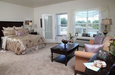 Comfortable bedroom in a senior living space