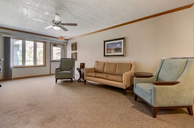 Bright interior lounge area with comfortable seating