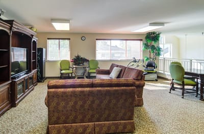 Cozy common area with seating and natural light