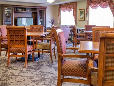 Interior view of a common area with seating