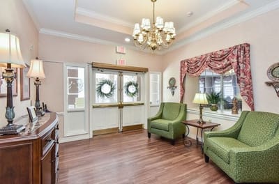 Interior view of a welcoming lobby with seating