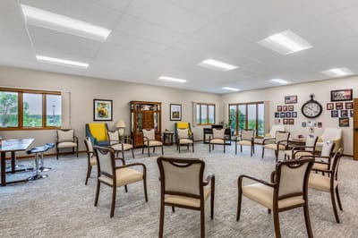 Common area with arranged seating for activities