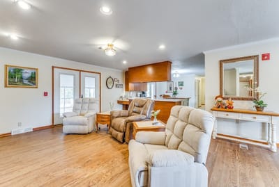 Bright common area with comfortable seating
