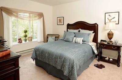 Cozy private bedroom in an assisted living facility