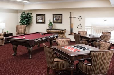 Interior common area with game tables and a pool table