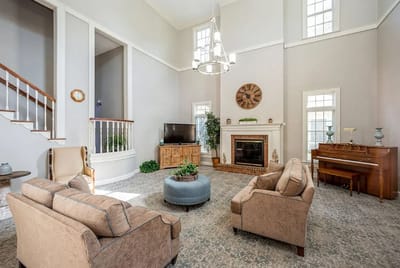 Bright and welcoming common area with seating