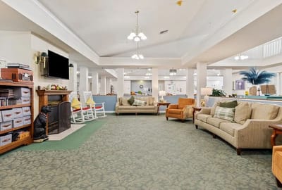 Common area with comfortable seating and decorative elements