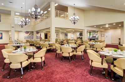Interior dining room setup for residents