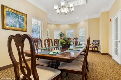 Dining room with a beautifully set table