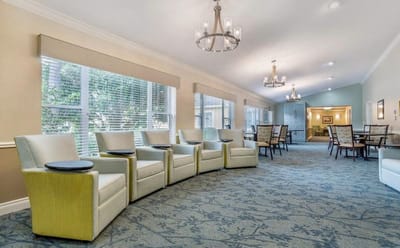 Bright common area with comfortable seating