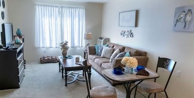 Cozy living room in a senior living facility